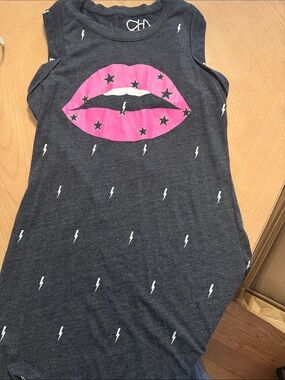 Chaser Dark Gray Tank with Pink Lip Graphic